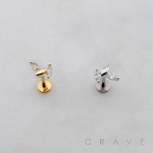 MARQUISE CZ CASCADE THREADLESS (PUSH IN) 316L SURGICAL STEEL LABRET SET